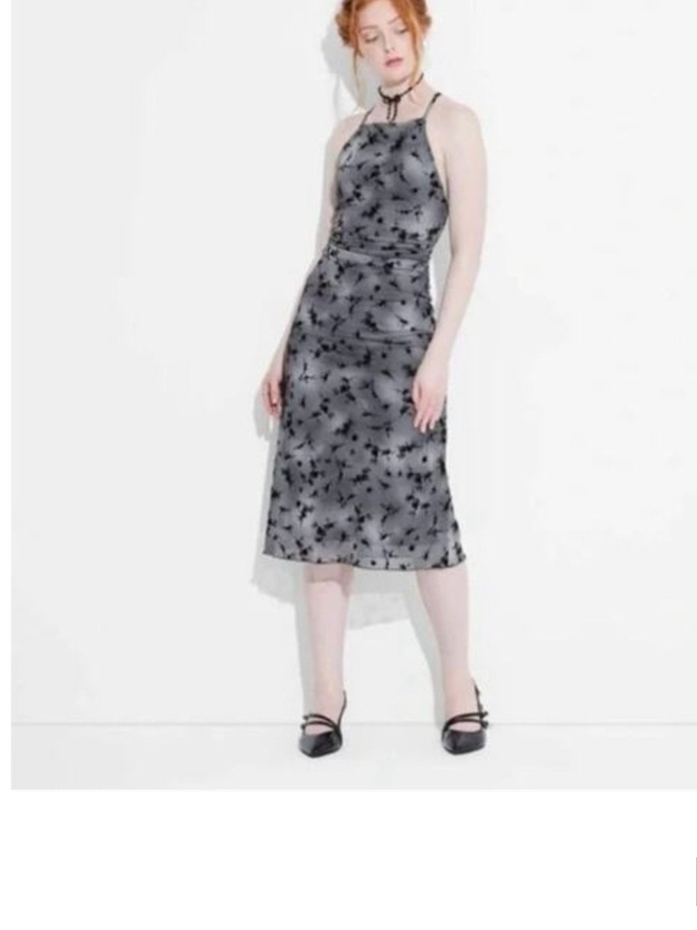 Wild Fable Y2K Sheer Mesh Floral Midi Dress Size Medium – Cross Back Slip dress